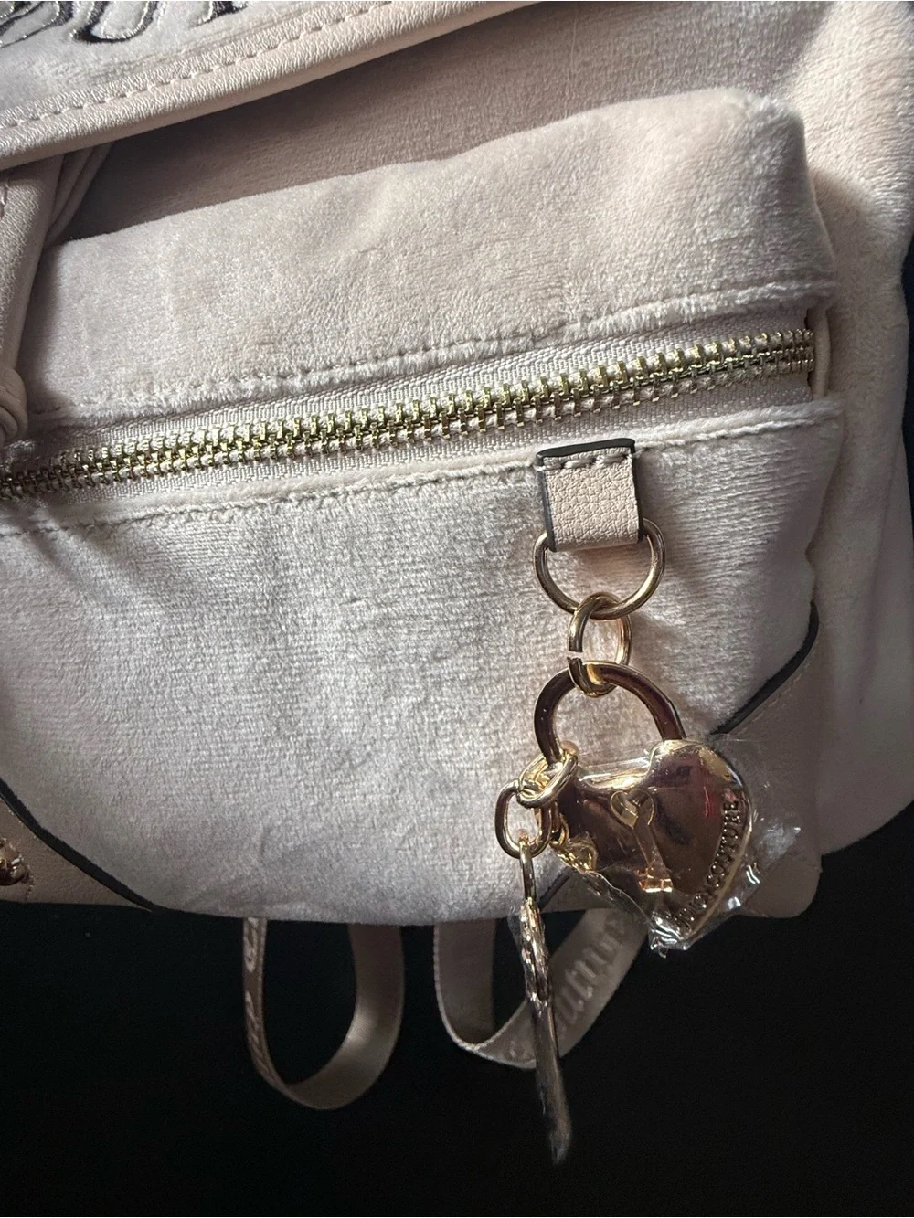 Juicy Couture Cream Mini Backpack with Embroidered Crest